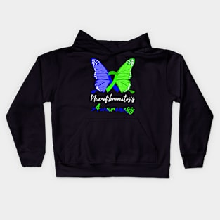 Neurofibromatosis Awareness Butterfly Blue  Green Kids Hoodie